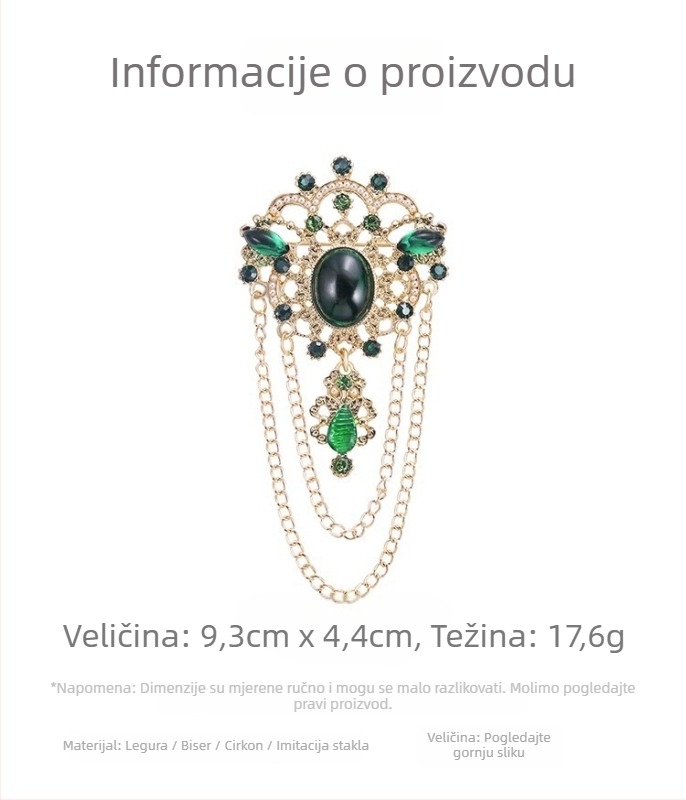 Bros s krunom od legure, vintage stil, elektroplatiranje, unisex dodatak