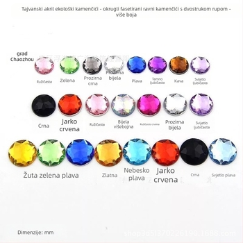 DIY akrilne okrugle rhinestones za šivanje, 8–14 mm, ravno stražnje, šarene, za ukrašavanje vjenčanice