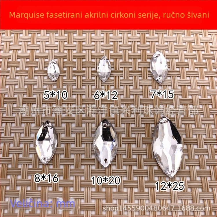 Akrilni marquise kristali s dvostrukim otvorom, dodatak za vjenčane cipele