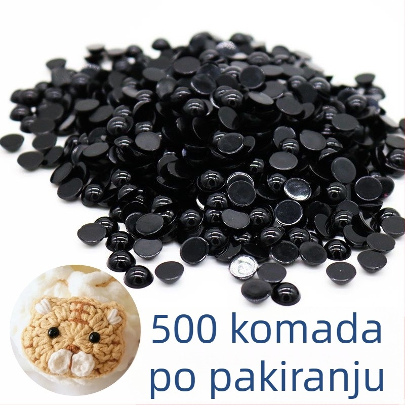 3–20 mm plosnih očiju za lutke, DIY komponente za naljepnice, crne perlovske oči, polukružni dodaci za ručno heklane lutke