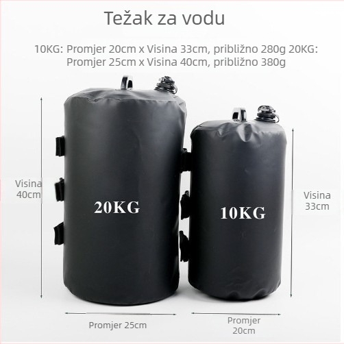 Balastna vrećа za vodu za šator na otvorenom, PVC mreža, vodootporna tkanina, kapacitet 10/20 kg, mogućnost prilagodbe logotipa