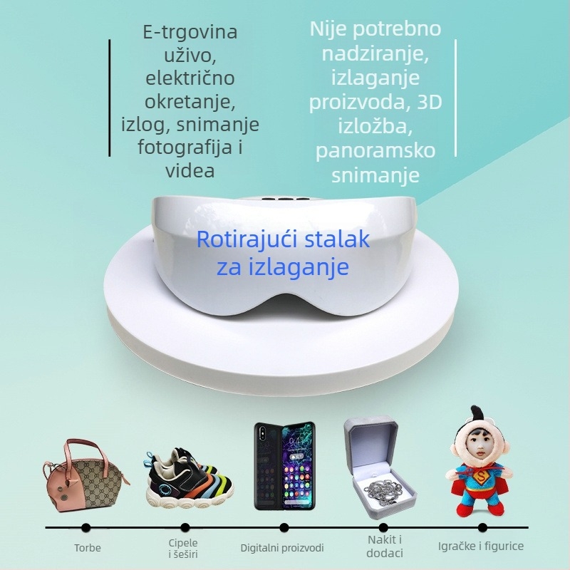 Električni okretni stalak za izlaganje nakita i figurica, automatski rotirajući stol za prijenos uživo i panoramsko snimanje videa