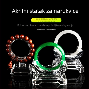 Prozirni akrilni stalak za narukvice i nakit s prozirnom bazom za budističke perle i jade artefakte