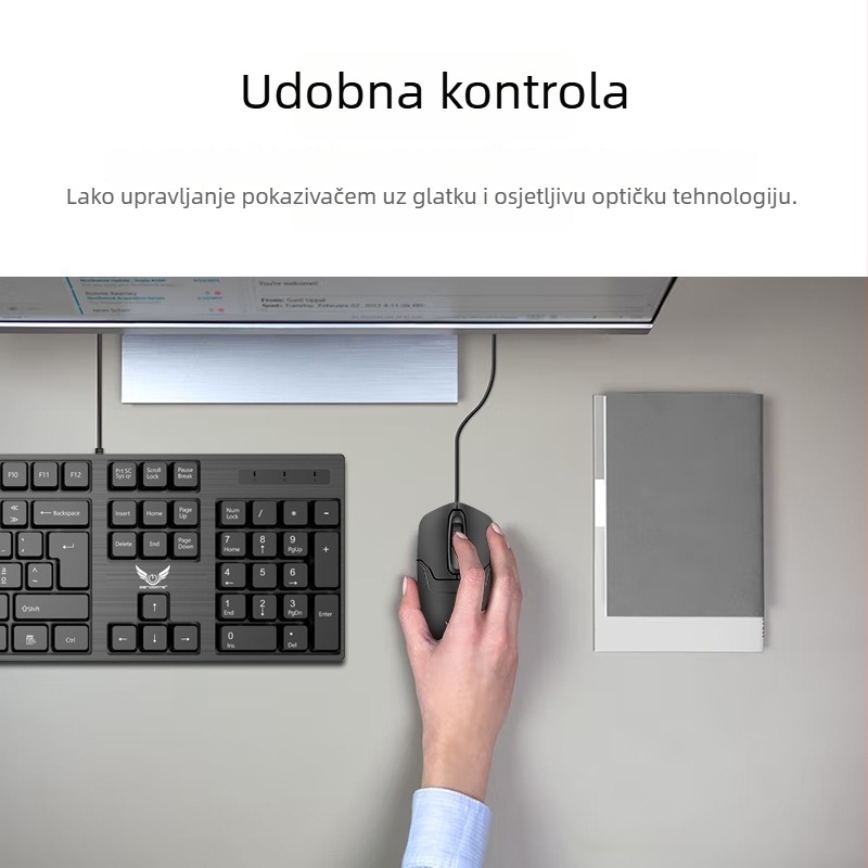 Optička miš s kabelom, 3 tipke, 1000 DPI, ergonomski dizajn, USB