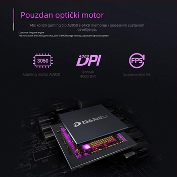 Daryo L.M125 žično gaming miš - 7 tipki, 4000 DPI, optički senzor, ergonomski dizajn, USB