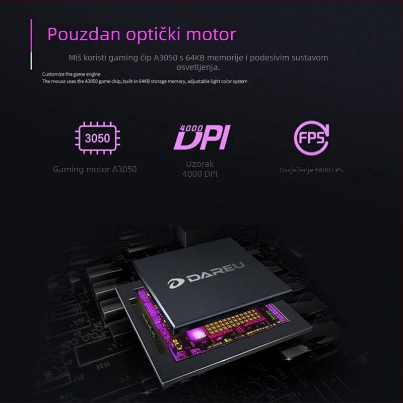 Daryo L.M125 žično gaming miš - 7 tipki, 4000 DPI, optički senzor, ergonomski dizajn, USB