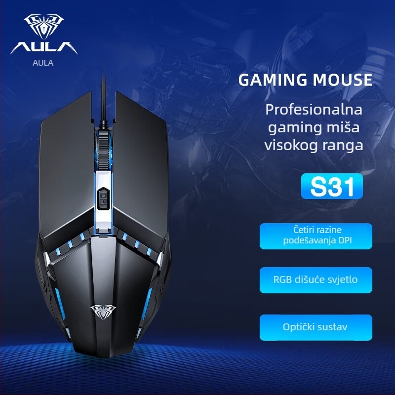 Wolf Spider S31 žični optički miš USB, 1200 DPI, 4 tipke, kabel 1,2 m