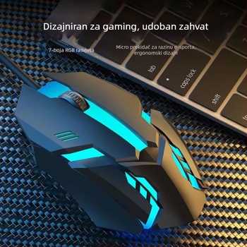 USB žičana optička miša, senzor 1200 DPI, 3 tipke, kabel 1,2 m, za stolna računala