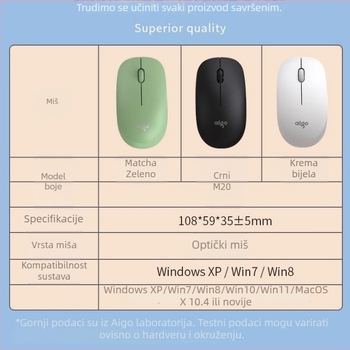 Patriot M20 bežična miša – 2.4G USB, 1500 DPI, 3 tipke, domet 15 m