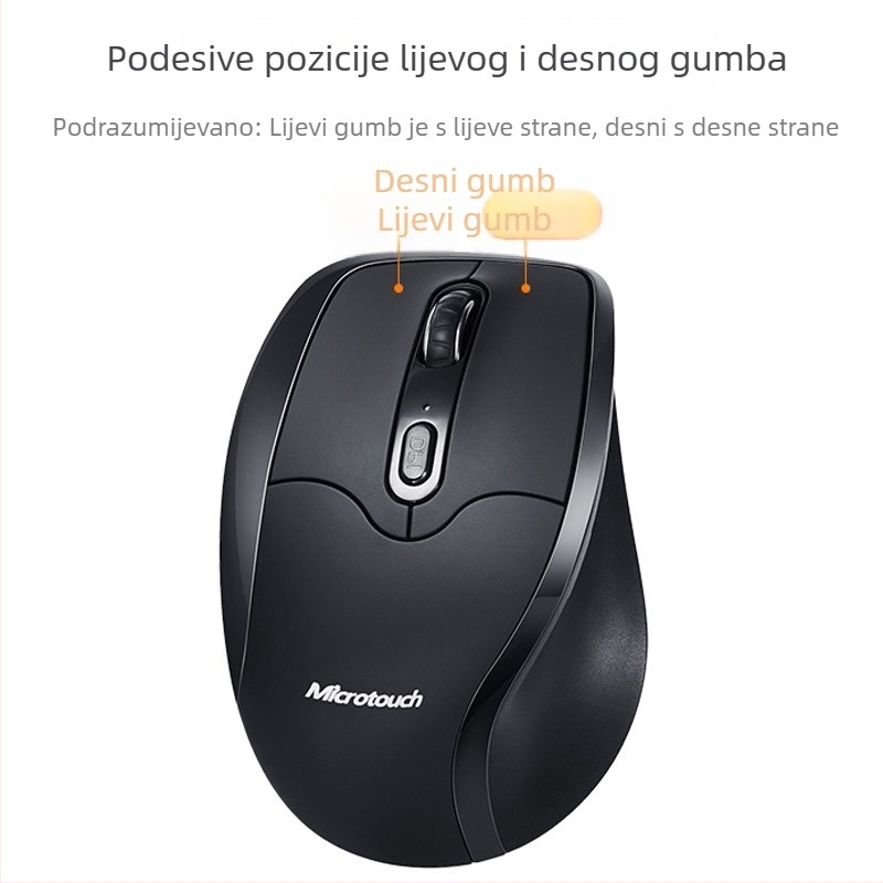 Mctradle ergonomska bežična USB miš za lijevu ruku, 2400dpi/6 tipki
