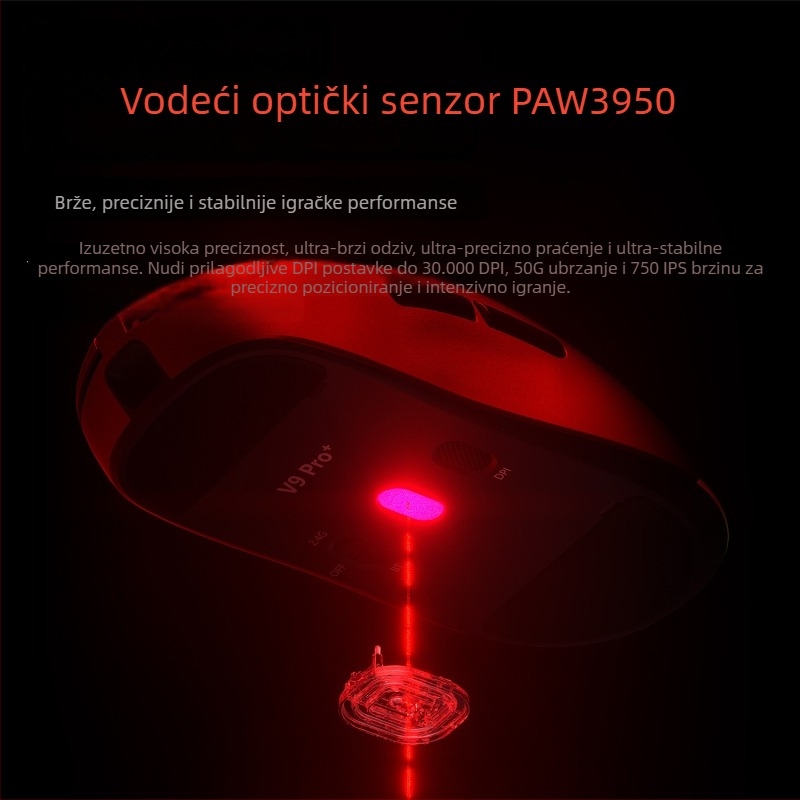 Tarantula Wolf Spider V9 gaming miš s tri načina rada: bežični 2.4G/Bluetooth i žični, lagan, DPI do 10000