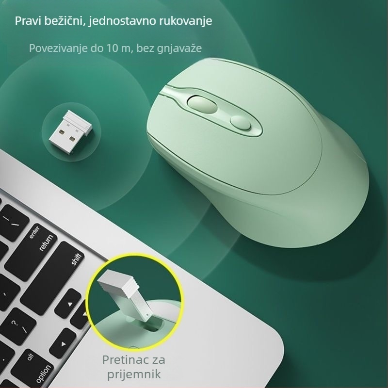 Ma univerzalni bežični Bluetooth miš, punjivi, dvostruki način rada, tih, za prijenosna i stolna računala – uredska miša