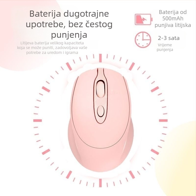 Ma univerzalni bežični Bluetooth miš, punjivi, dvostruki način rada, tih, za prijenosna i stolna računala – uredska miša