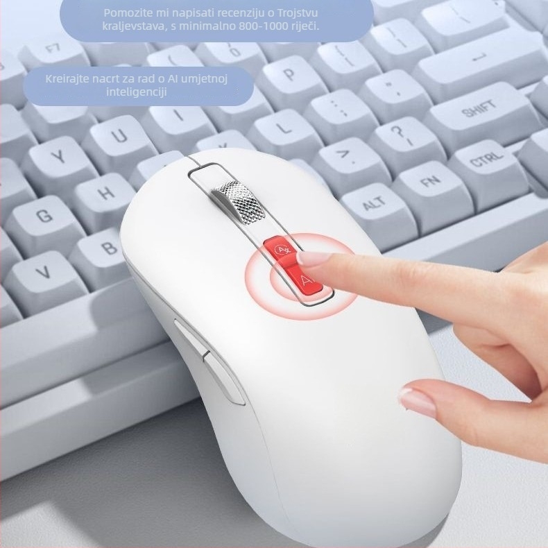AI pametan bežični miš s 2400 DPI, 8 tipki, dvostruki način 2.4G/Bluetooth, Plug-and-Play, ergonomski
