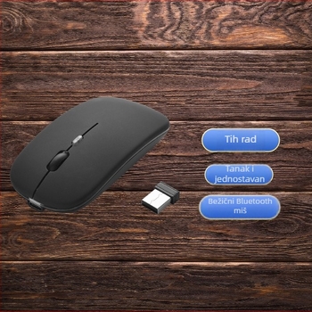 Bežična miš s dvostrukim Bluetoothom i 2.4G, tihi rad, Type-C punjenje, 4 tipke, 1600 DPI, plug-and-play, ergonomska