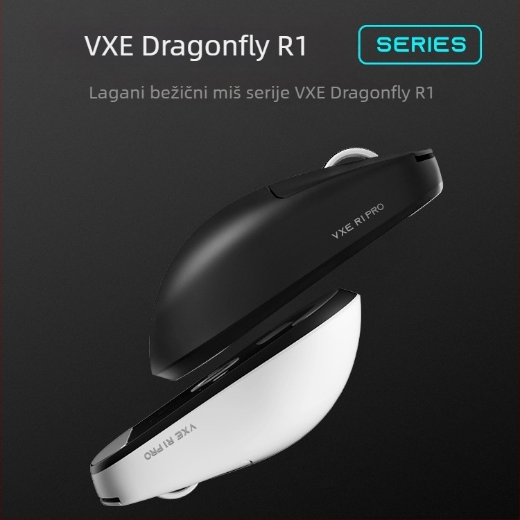 VXE Dragonfly R1 bežični gaming miš s PAW3395 senzorom, ergonomski, lagan, 4 tipke, dugotrajna baterija