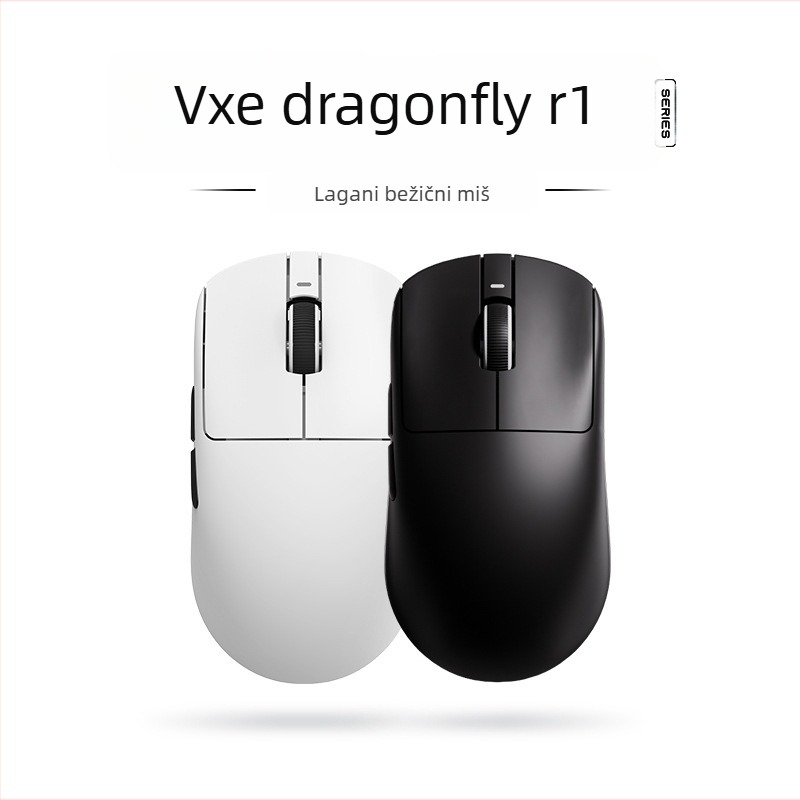VXE Dragonfly R1 bežični gaming miš s PAW3395 senzorom, ergonomski, lagan, 4 tipke, dugotrajna baterija