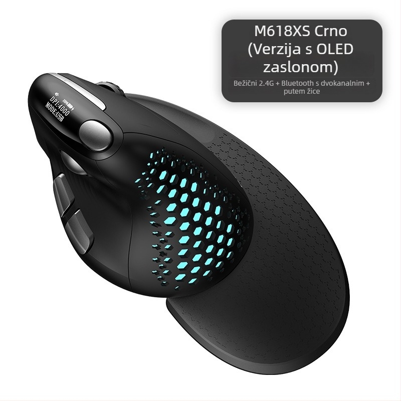 Optička vertikalna mišić, ergonomski dizajn, troje načina povezivanja (žični + Bluetooth + 2,4 GHz), 4000 DPI, USB, 6 tipki, model M618XS