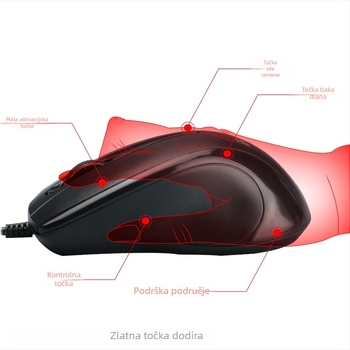 F370 optička USB miš, žična, 1000dpi, 3 tipke