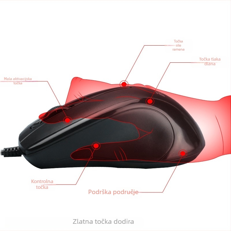 F370 optička USB miš, žična, 1000dpi, 3 tipke