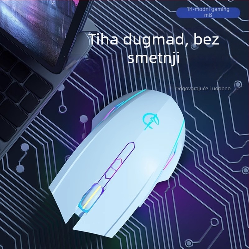 Gaming i uredska miša s tro-modnim makro-programiranjem, metalni mehanički kotačić, 12000 DPI, 7 tipki, kabel 1.5 m