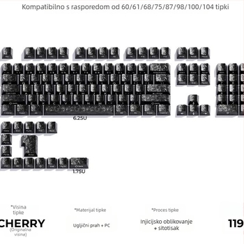ABS kapice tipkovnice s karbonskom teksturom u satinskom završetku, bočno graviranje, neprozorno, kompatibilne s tipkovnicama 68/75/87/98/108 za Wooting Night Demon