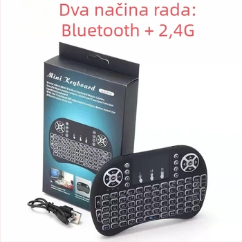 I8 Mini bežična tipkovnica s zračnim mišem i pozadinskim osvjetljenjem (USB, domet 10 m, težina 0,13 kg)