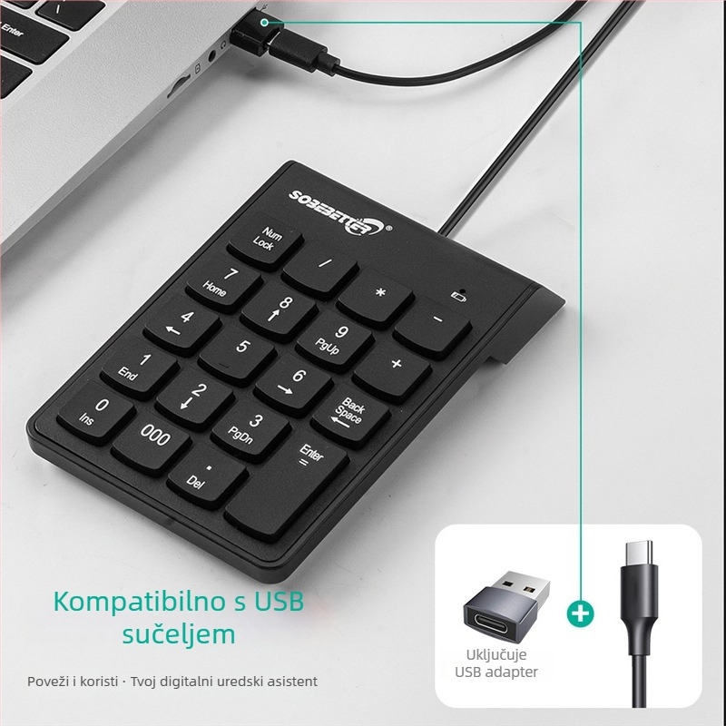 Digitalna tipkovnica s žičnom povezom, X arhitektura tipaka, ABS tijelo, vodootporna