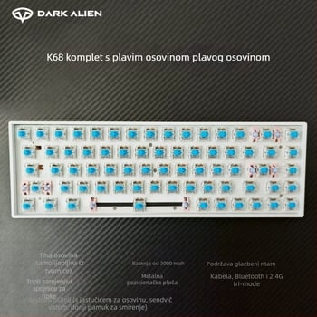 Mehanička tipkovnica, 87 tipki, Bluetooth u tri načina, optički prekidač, plna hot-swappable tipke
