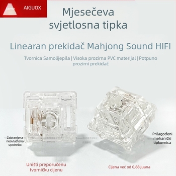 Mehanički prekidač za tipkovnicu – potpuno proziran, podmazani linearni, RGB pozadinsko osvjetljenje, žični
