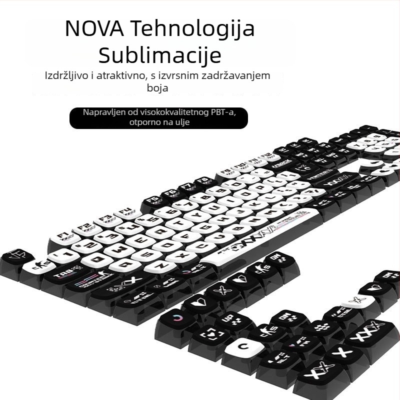 Set kapica za tipke SA visine za mehaničku tipkovnicu, PBT sublimacija, četiri strane prozirno, puding stil, 125 tipki