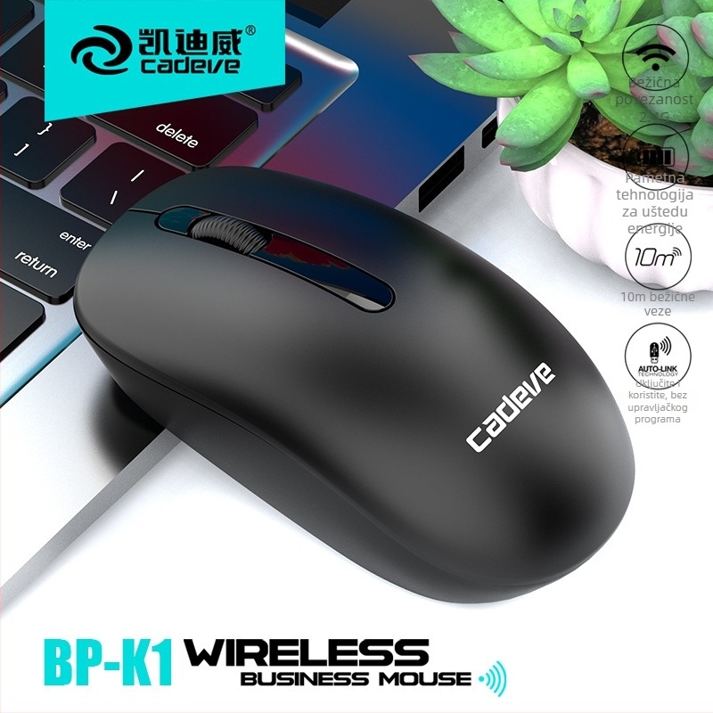 Kaidiwei K1 Bežično optičko miša, 2.4 GHz USB prijemnik, 1600 DPI, ergonomski, 68 g, za notebook i desktop