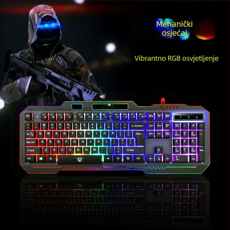 104-tipkovnica žičana RGB mehanička gaming tipkovnica s metalnim kućištem i podrškom za zglob