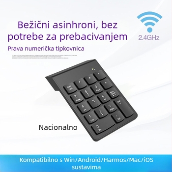 18‑tipkovnica digitalna numerička, bežična 2.4G s USB prijemnikom, podrška za zglob, vodootporna