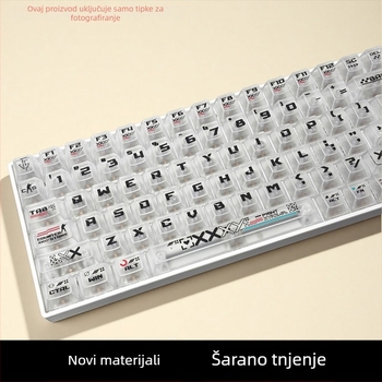 Mehaničke kapice za tipke s UV tiskom, petostrano prozirne, plastični materijal, model Yhjpc01, kolekcija prozirnih otisaka, kompatibilno s 6.25u
