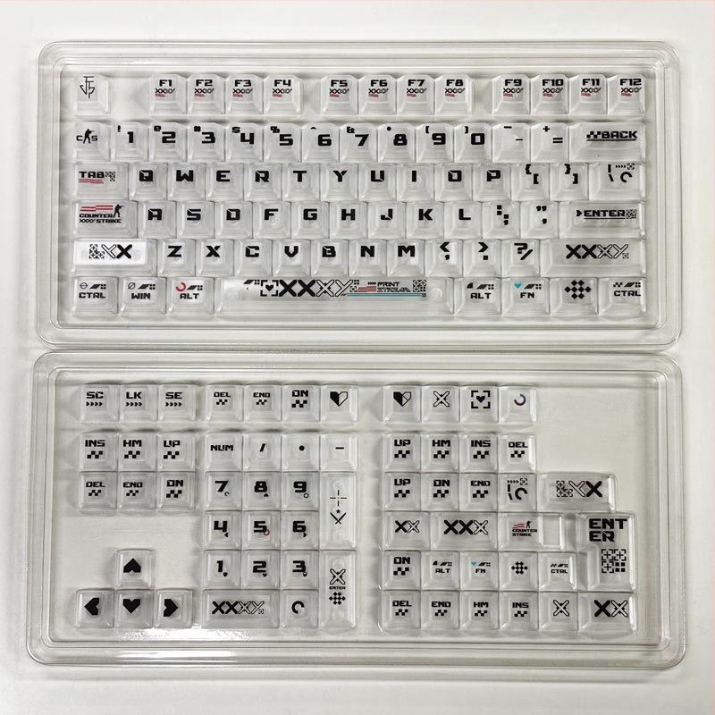 Mehaničke kapice za tipke s UV tiskom, petostrano prozirne, plastični materijal, model Yhjpc01, kolekcija prozirnih otisaka, kompatibilno s 6.25u