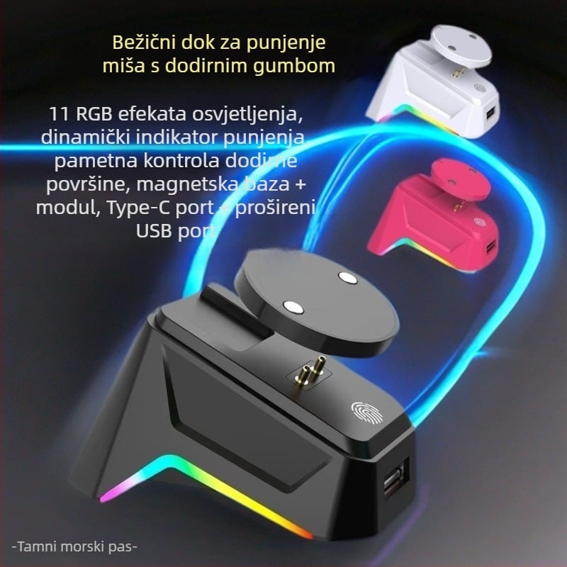 Logitech bežična miša magnetska baza za punjenje – univerzalni dok za G Pro Wireless, G502X, G903 (generacije 1–4) – žično spojenje
