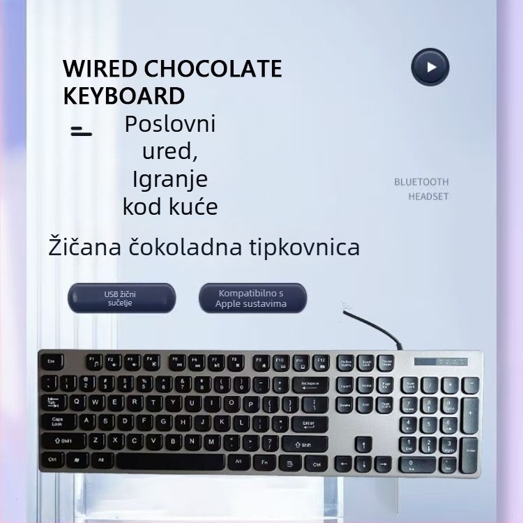K816 ultratanka žičana tipkovnica, USB sučelje, 98+ tipki, 1,3 m kabel, bez pozadinskog osvjetljenja