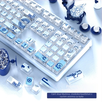 Personalizirani PBT sublimacijski set kućišta tipki za mehaničku tipkovnicu – prozirna tema inspirirana porculanom – kompatibilno s rasporedima 61/87/108