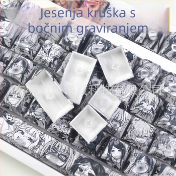 PBT kapice tipkovnice za mehaničku tipkovnicu, petostranična sublimacija, originalno bočno graviranje, 135-tipki mali komplet, kompatibilno s mehaničkim tipkovnicama 61–108 tipki