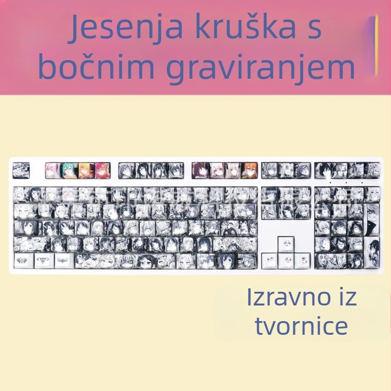 PBT kapice tipkovnice za mehaničku tipkovnicu, petostranična sublimacija, originalno bočno graviranje, 135-tipki mali komplet, kompatibilno s mehaničkim tipkovnicama 61–108 tipki
