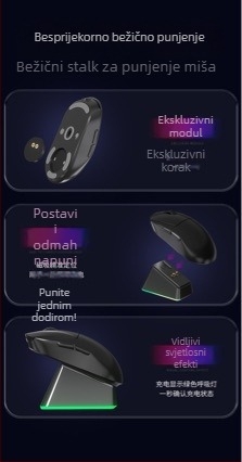 Bežična baza za punjenje miša – kompatibilna s Razer Naga V2, Logitech GPW, G502 i G703; model 5V500, USB kabel 1 m, lansirano 2019.