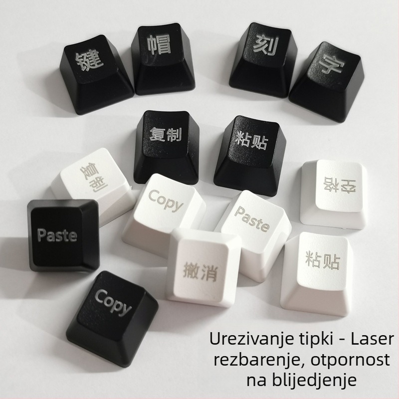 ABS tipke za tipkovnicu s laserskim graviranjem, komplet od 104 tipke, prilagođeno graviranje, kompatibilno s K1–K12 (R3)