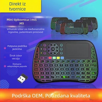 M9 mini bežična tipkovnica s touchpadom i IR daljinskim upravljačem s učenjem – 88–98 tipki, bežična veza, RGB pozadinsko osvjetljenje