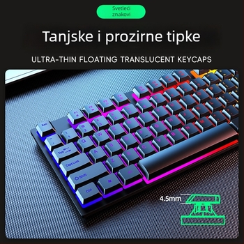 R8 gaming žičana tipkovnica, 104 tipke, USB sučelje, jednofarbno pozadinsko osvjetljenje, ABS kućište