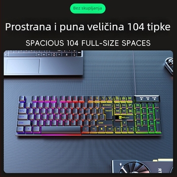 R8 gaming žičana tipkovnica, 104 tipke, USB sučelje, jednofarbno pozadinsko osvjetljenje, ABS kućište