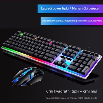 G21B kabelski USB set tipkovnice i miša s optičkim senzorom 1000 DPI, pozadinskim osvjetljenjem, ergonomski dizajn