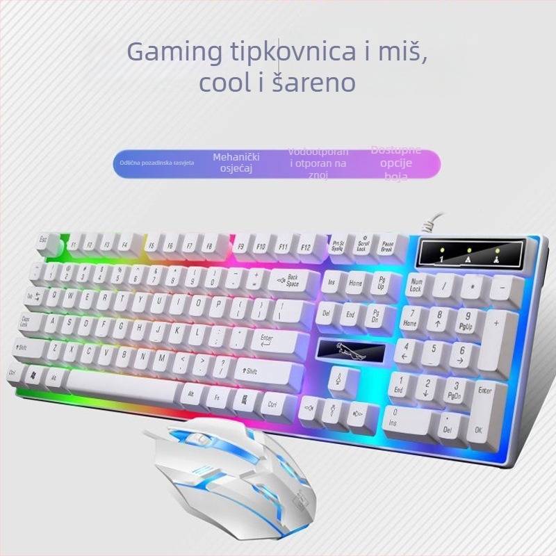 G21B kabelski USB set tipkovnice i miša s optičkim senzorom 1000 DPI, pozadinskim osvjetljenjem, ergonomski dizajn