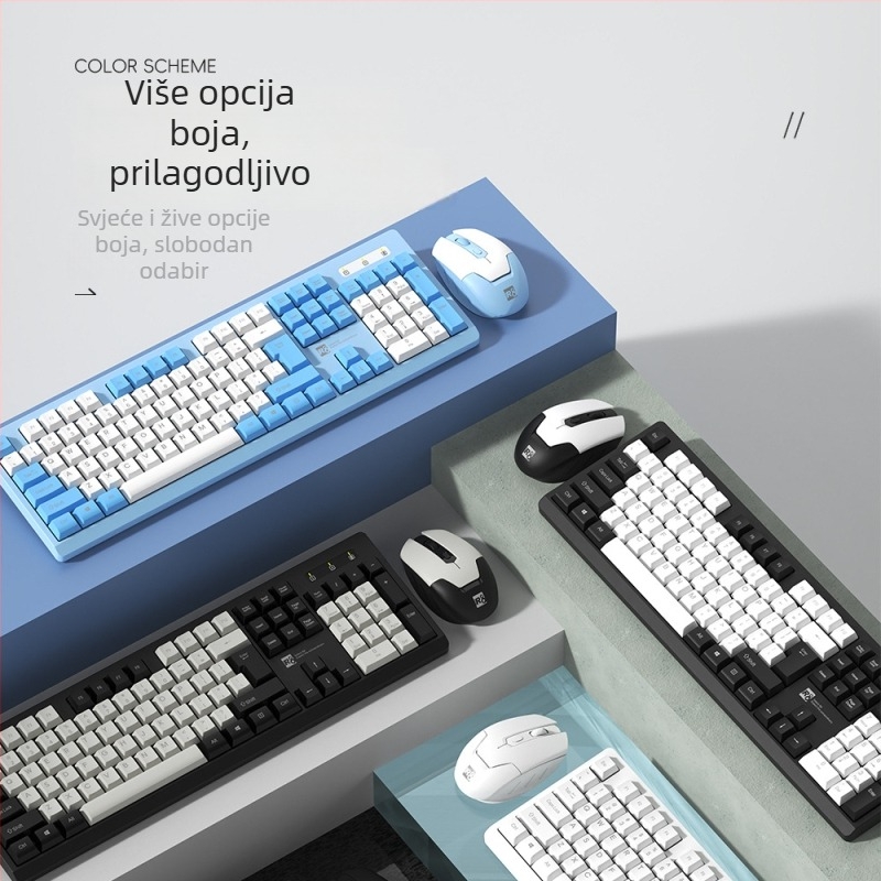 R8 1912 Bežični set tipkovnice i miša, 1600 DPI optički, USB, ergonomski dizajn, za prijenosno računalo, ured ili igranje