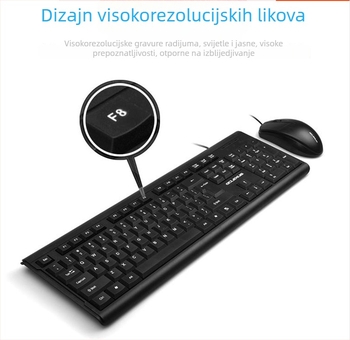 Žični USB set tipkovnice i miša, model M1000, 1600dpi optički senzor, USB sučelja, pogodno za prijenosnike, kućnu i uredsku upotrebu